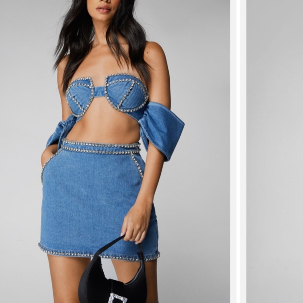 Nasty gal denim diamanté skirt